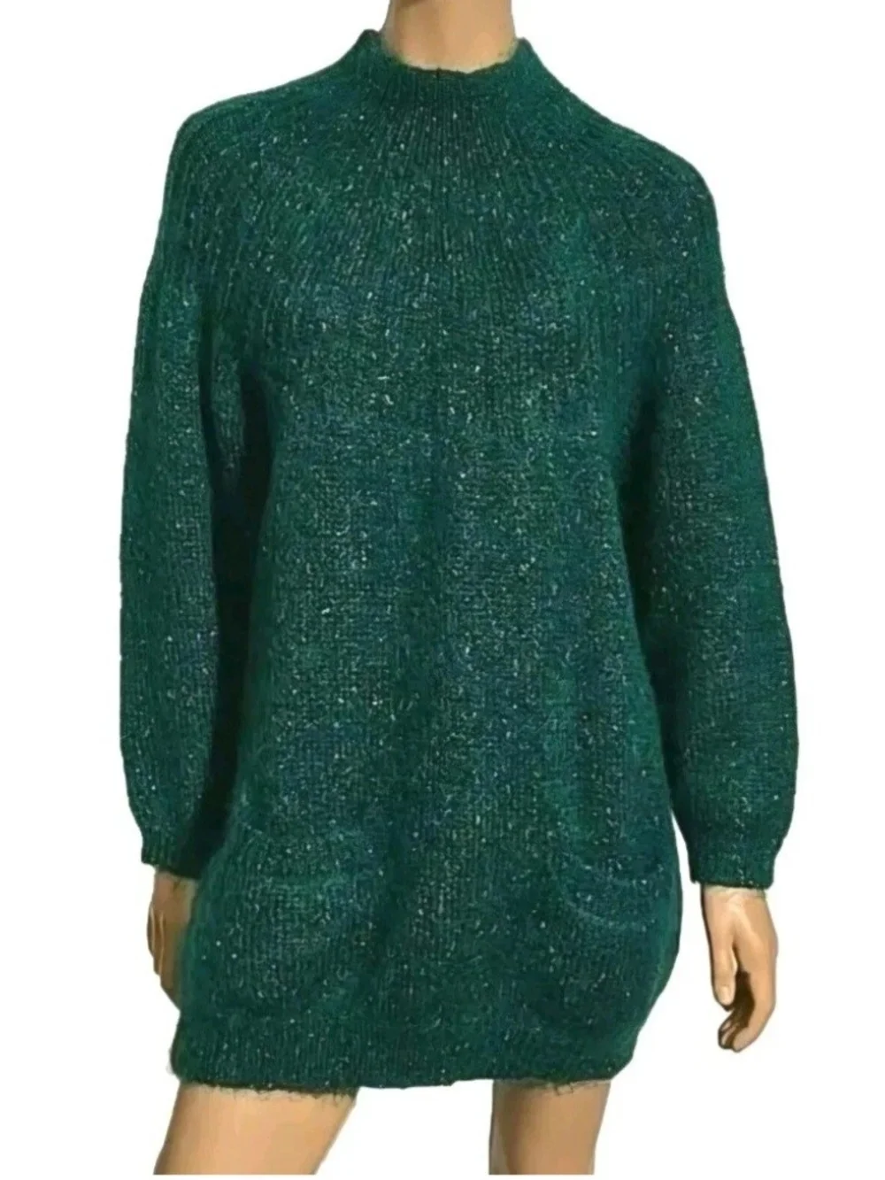 Vtg 80s-90s Paul Et Duffier Fuzzy Mohair Metallic Glitter Tunic Sweater Large